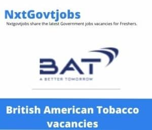 British American Tobacco Territory TMD Representative Vacancies in Durban – Deadline 07 Feb 2024 Fresh Released